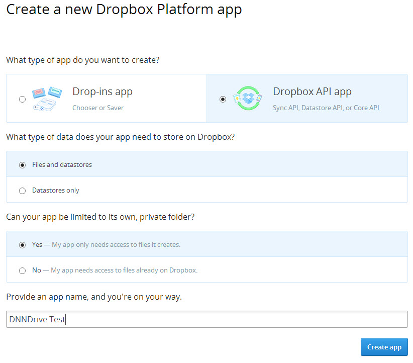 Dropbox Settings